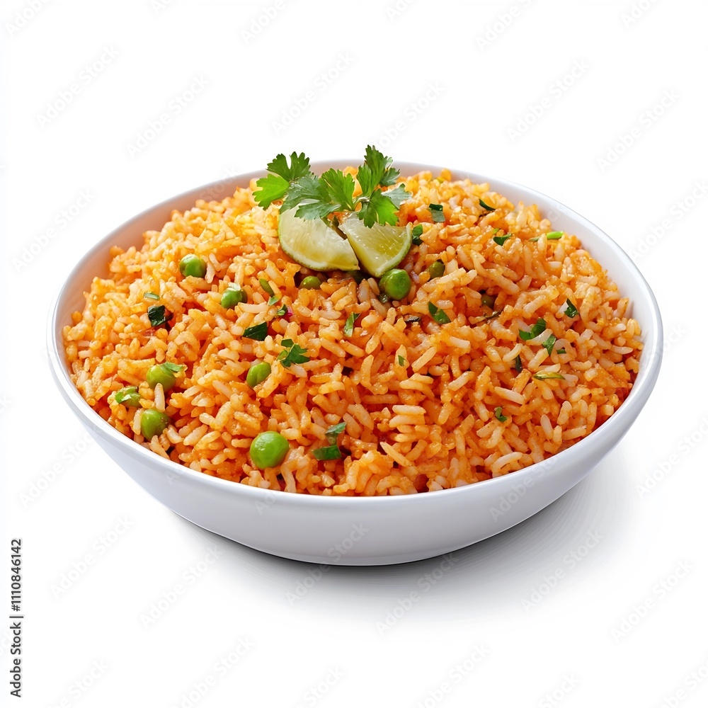 Mouthwatering Arroz Rojo Authentic Mexican Rice Dish on Plate Mouthwatering Arroz Rojo Authentic Mexican Rice Dish on Plate