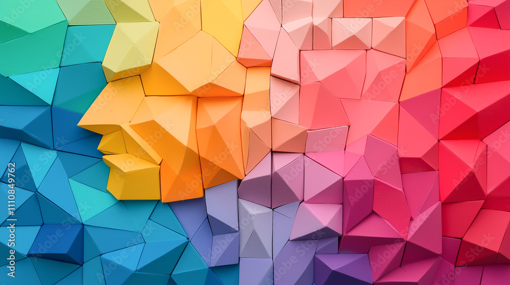 Obraz premium Colorful geometric abstract pattern with gradient shapes creating a vibrant visual effect.