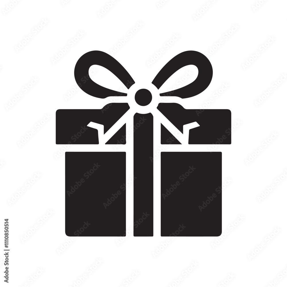 Christmas Gift Box Vector Icon - Silhouette Design for Festive Projects Christmas Gift Box Vector Icon - Silhouette Design for Festive Projects