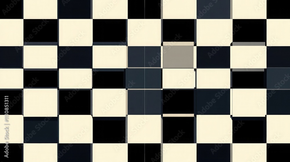 Monochromatic checkered pattern with bold contrasting squares Monochromatic checkered pattern with bold contrasting squares