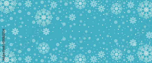 Blue teal christmas background with snowflakes. Vector eps