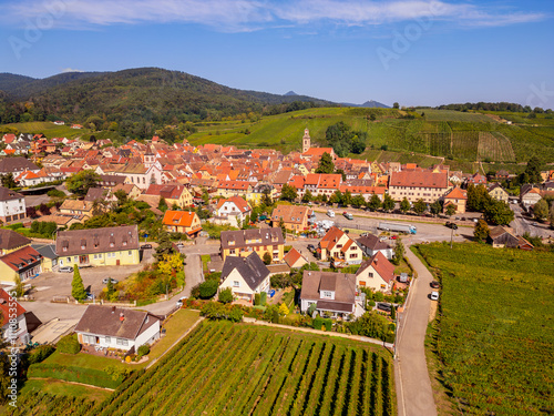 Obraz na płótnie Aerial View on Riquewihr Alsace France w salonie