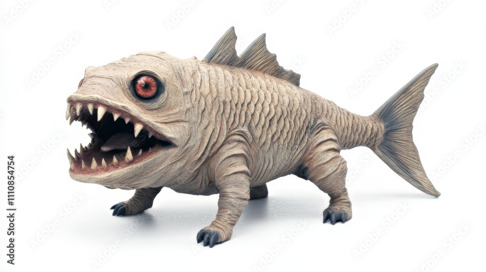 Fierce Fantasy Creature with Sharp Teeth and Spiked Dorsal Fin Fierce Fantasy Creature with Sharp Teeth and Spiked Dorsal Fin