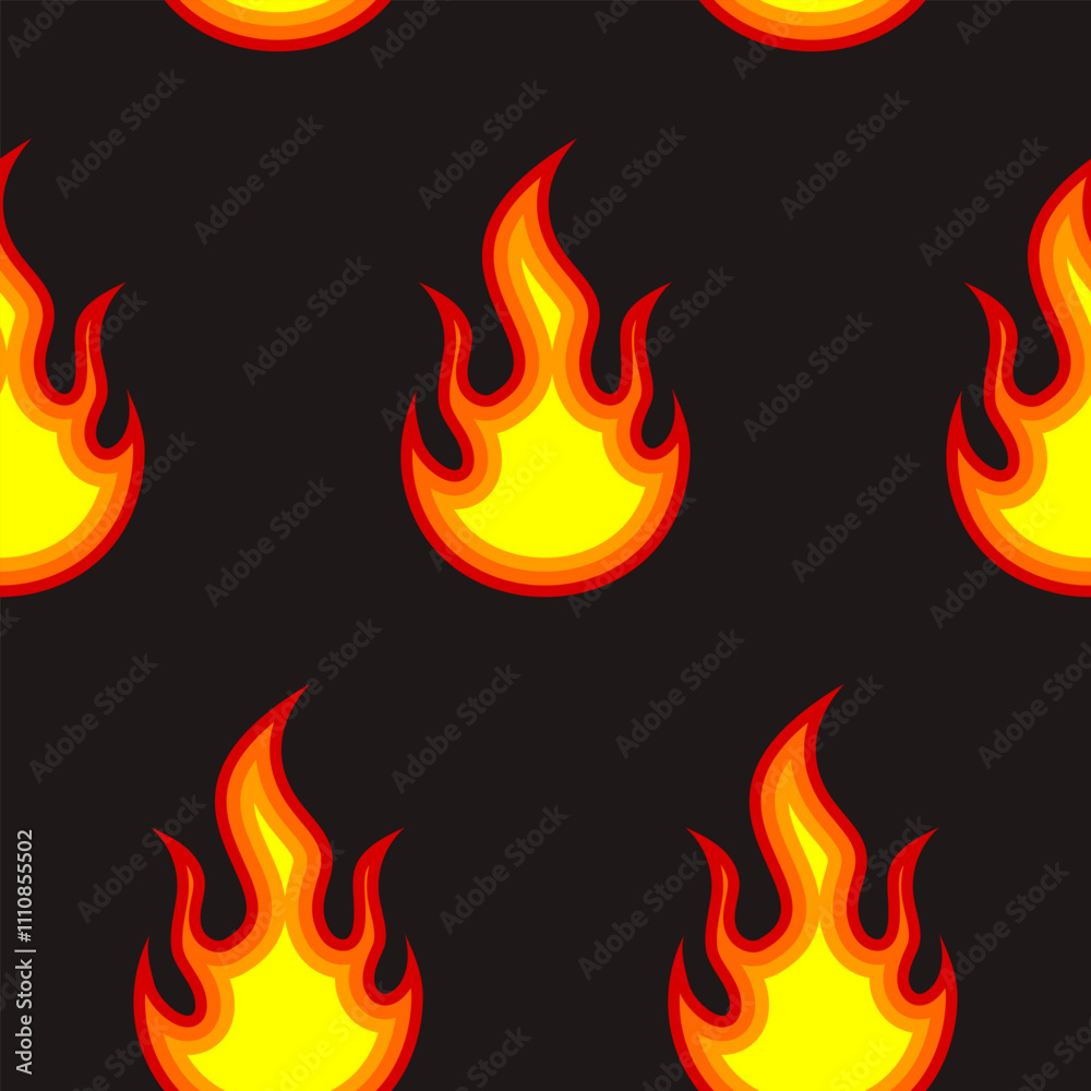 Seamless Flame Pattern on Dark Background Seamless Flame Pattern on Dark Background