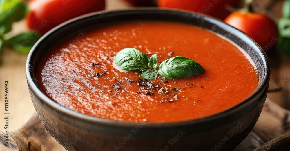 Warm Comforting Bowl of Creamy Tomato Soup. AI generated illustration. Warm Comforting Bowl of Creamy Tomato Soup. AI generated illustration.