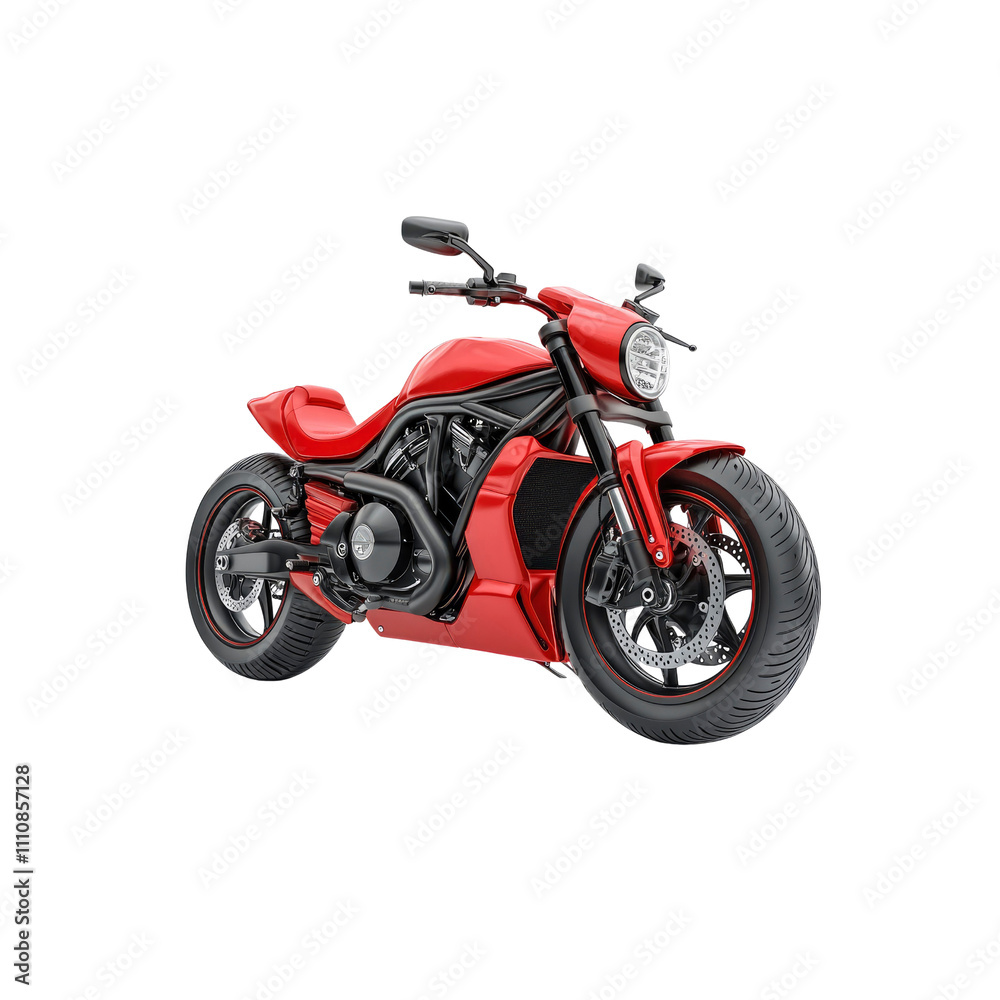 Powerful Red Muscle Motorcycle - Studio Shot Powerful Red Muscle Motorcycle - Studio Shot