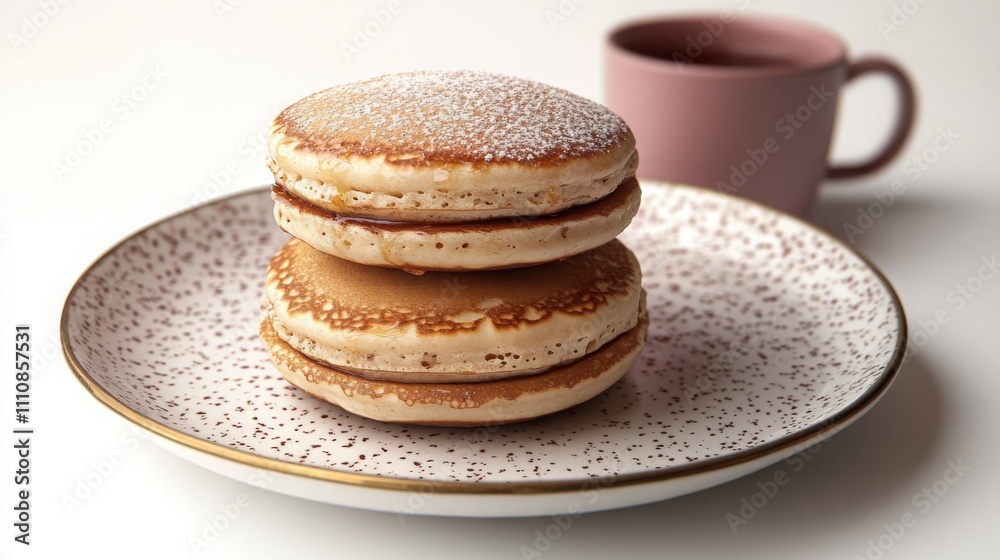 Fluffy Pancakes with Maple Syrup on a Plate