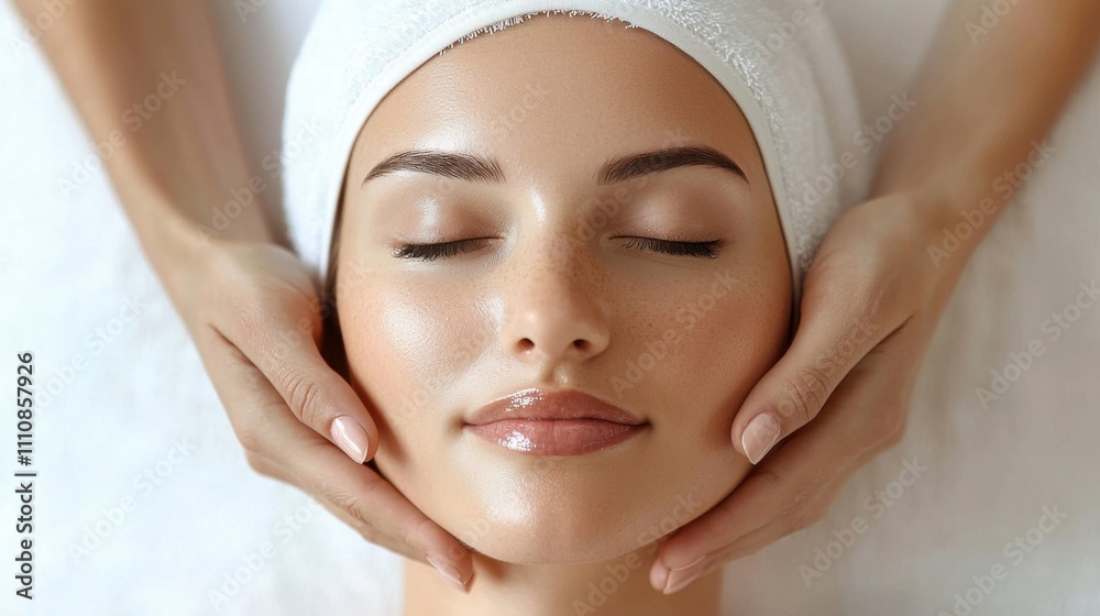 Face building massage. Portrait of beautiful young woman with perfect face lines, tanned spotless skin isolated on white background. Female beauty, skin and body care, cosmetology, cosmetics concept Face building massage. Portrait of beautiful young woman with perfect face lines, tanned spotless skin isolated on white background. Female beauty, skin and body care, cosmetology, cosmetics concept