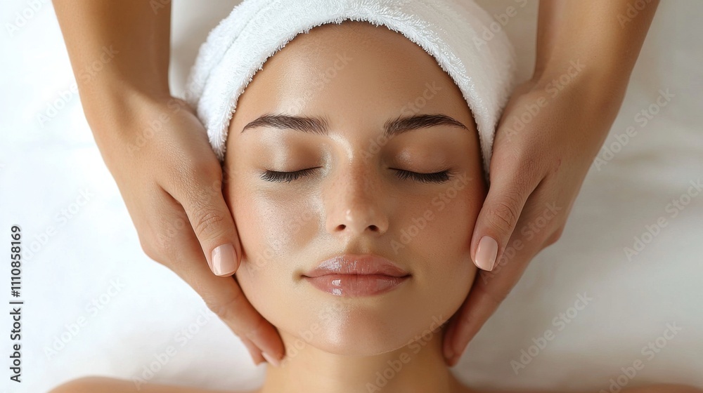 Face building massage. Portrait of beautiful young woman with perfect face lines, tanned spotless skin isolated on white background. Female beauty, skin and body care, cosmetology, cosmetics concept Face building massage. Portrait of beautiful young woman with perfect face lines, tanned spotless skin isolated on white background. Female beauty, skin and body care, cosmetology, cosmetics concept