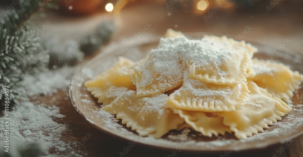 Winter Ravioli. AI generated illustration. Winter Ravioli. AI generated illustration.