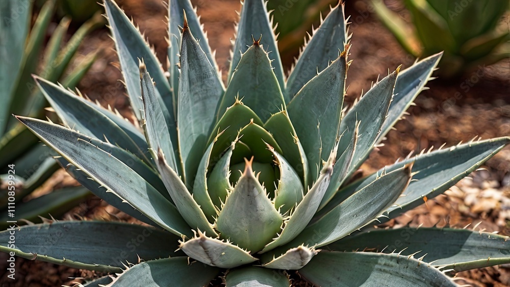 Fototapeta premium Foxtail Agave Plant Close Up Image