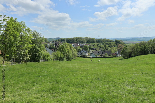 Blick auf die Frühlingshafte Naturlandschaft der Stadt Balve im Sauerland photo