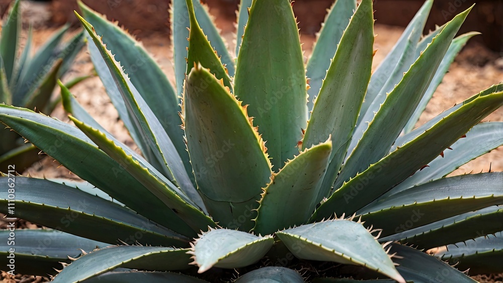 Fototapeta premium Foxtail Agave Plant Close Up Image