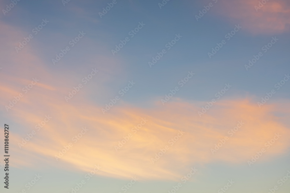 A sky with beautiful, soft pink clouds. A sky with beautiful, soft pink clouds.