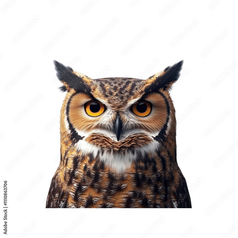 Majestic Great Horned Owl Portrait Intense Gaze and Detailed Feathers Majestic Great Horned Owl Portrait Intense Gaze and Detailed Feathers