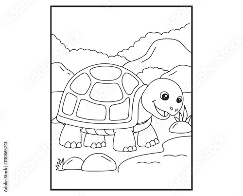 Turtle Coloring Page for kids 021 ,Coloring book