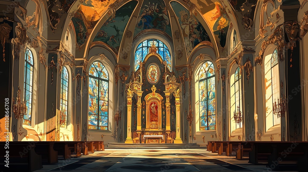 Fototapeta premium interior of the church of the holy sepulchre