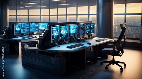 A photo of a call center workstation