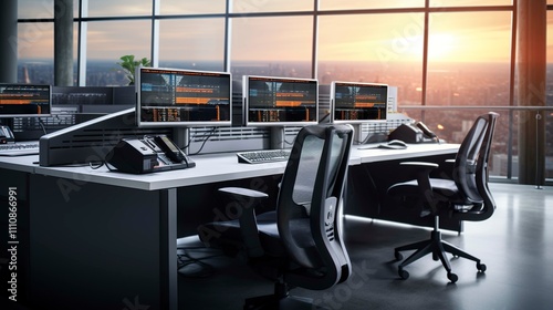 A photo of a call center workstation