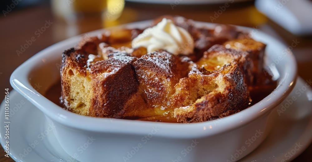 Premium Restaurant Bread Pudding. AI generated illustration. Premium Restaurant Bread Pudding. AI generated illustration.