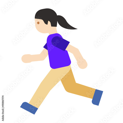 Female Runner Emoji Vector Illustration - Fitness and Sports Design