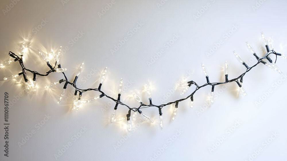 Background Featuring Christmas String Lights on a White Background, Showcasing Design Elements Enhanced by AI, Perfect for Holiday Marketing and Seasonal Promotions, Capturing the Essence of Festivity Background Featuring Christmas String Lights on a White Background, Showcasing Design Elements Enhanced by AI, Perfect for Holiday Marketing and Seasonal Promotions, Capturing the Essence of Festivity