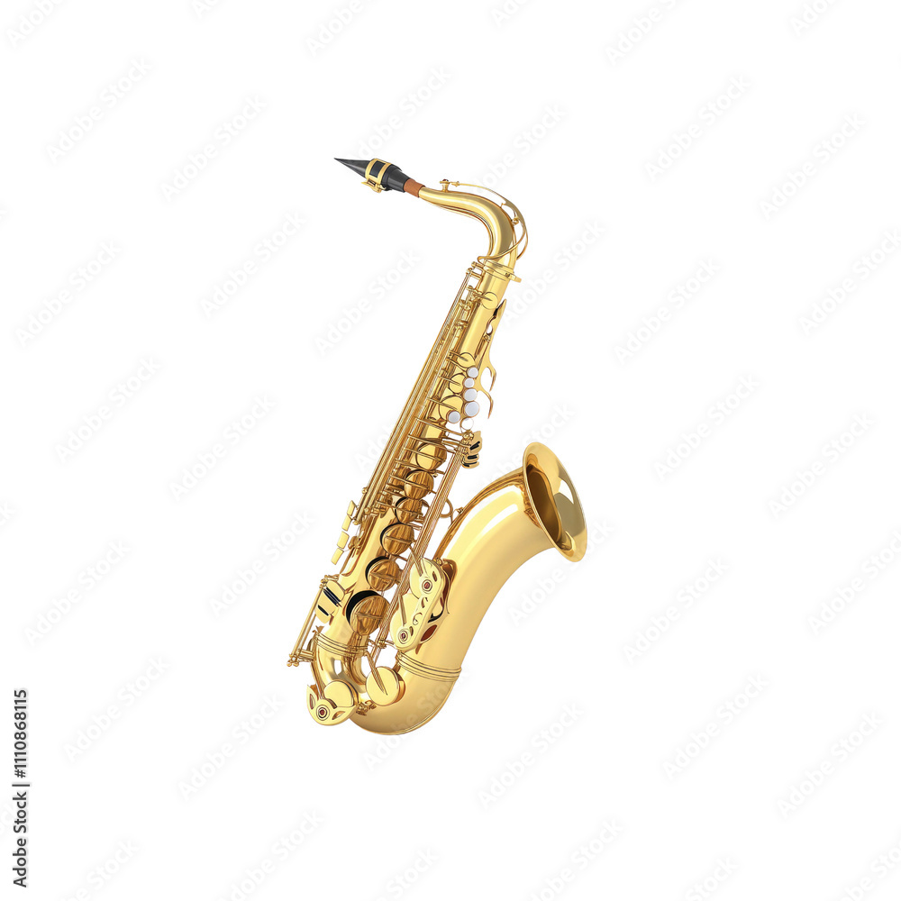 Naklejka premium Golden Alto Saxophone Isolated on White Background