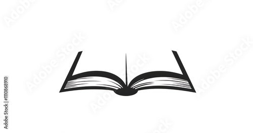 Simple black and white open book icon.
