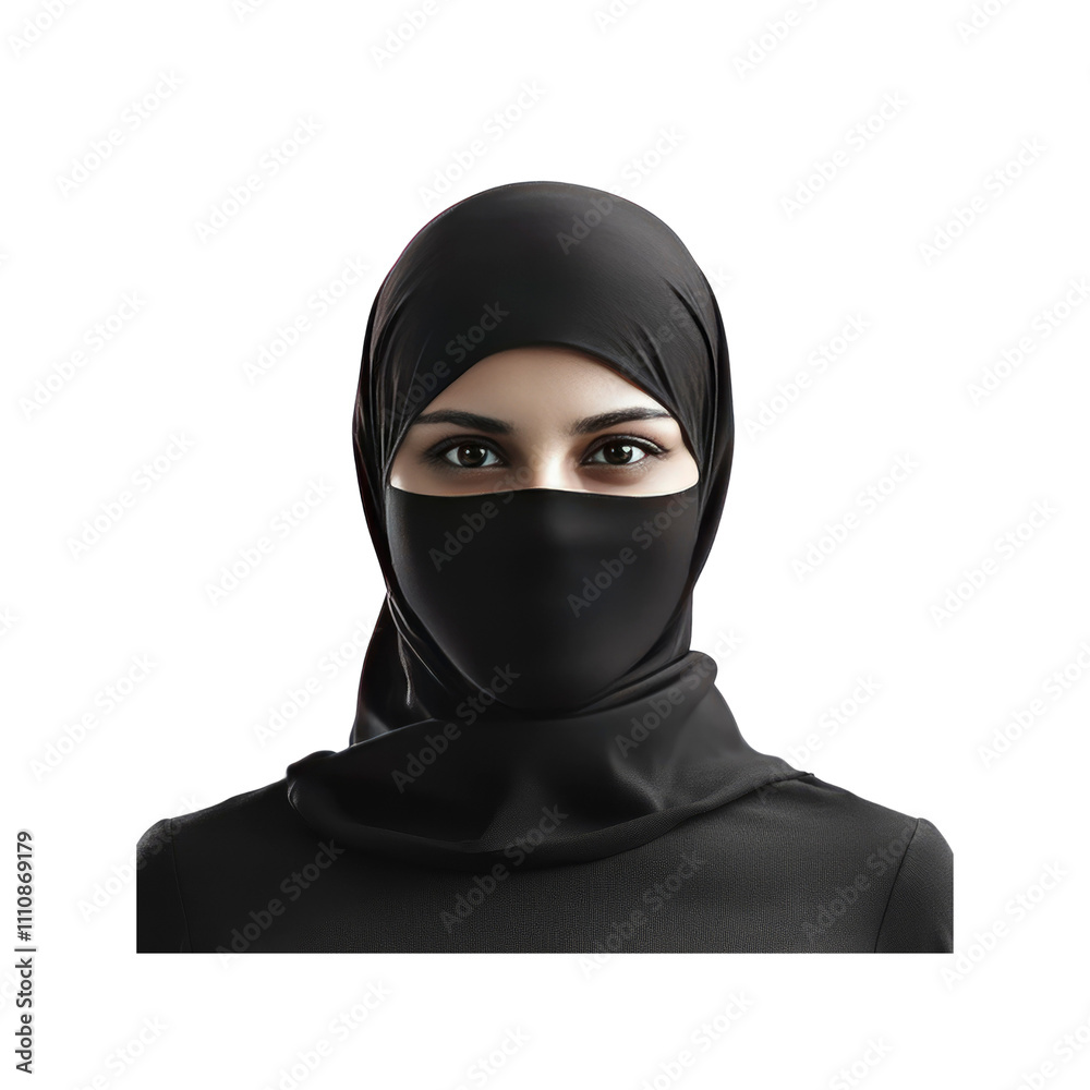 Mysterious Woman in Niqab, Close-up Portrait Mysterious Woman in Niqab, Close-up Portrait