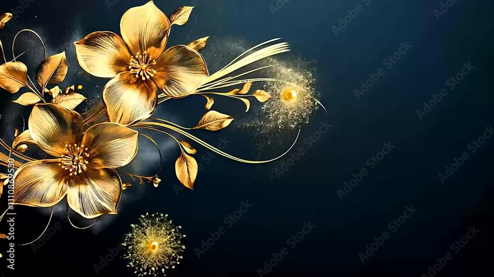 abstract flower gold and white floral pattern background