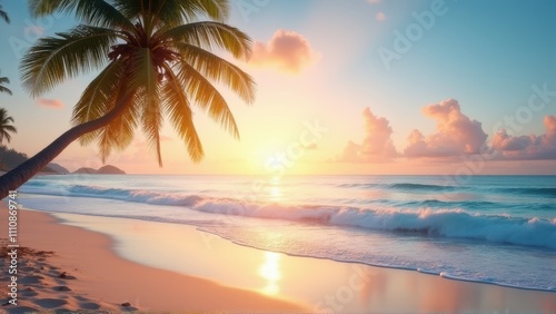 Tropical Sunset on a Secluded Beach