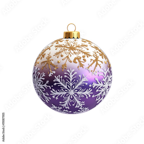 Elegant Purple and Gold Christmas Ornament with Snowflake Design