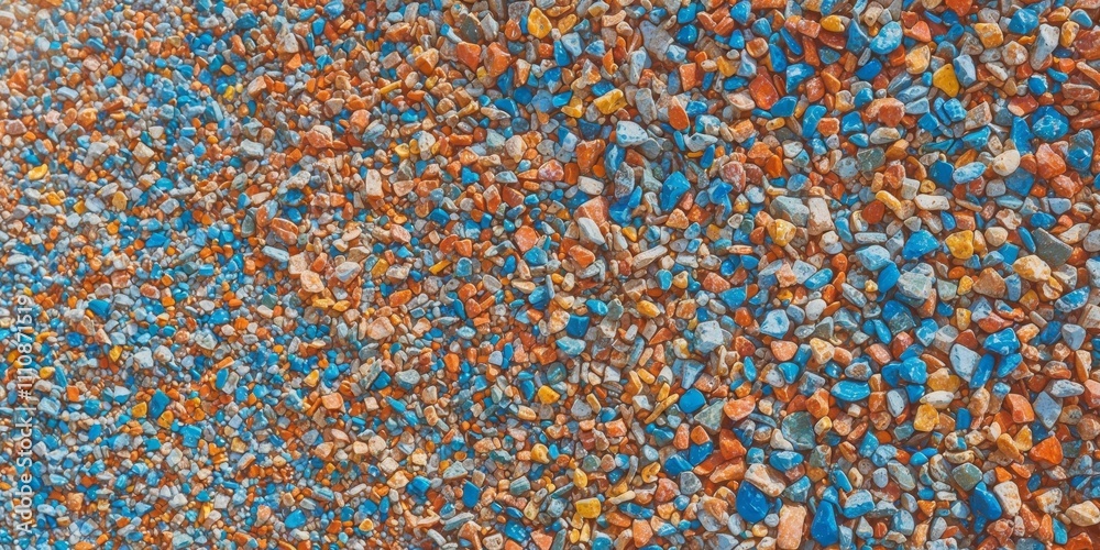 Fototapeta premium Aerial shot of colorful gravel surface with mixed stone colors.
