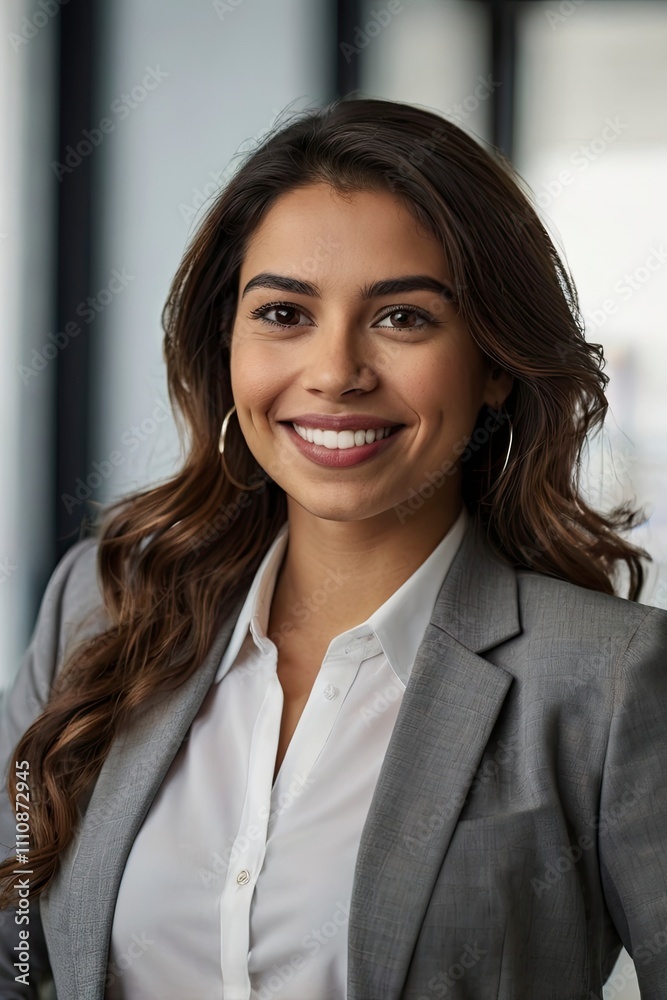 Headshot close up face portrait of young happy smiling Hispanic businesswoman, Headshot close up face portrait of young happy smiling Hispanic businesswoman,