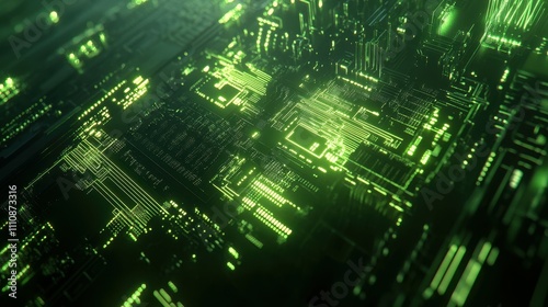 Digital realm unique neon green circuit board art in a futuristic perspective