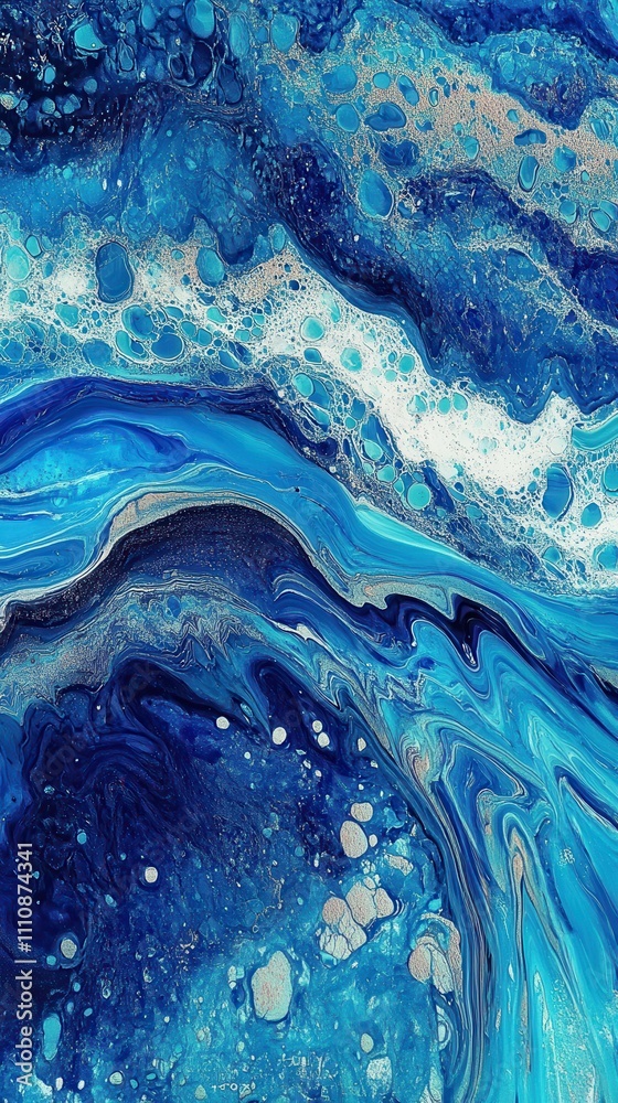 Fototapeta premium High-resolution abstract blue and turquoise liquid pattern digital art aesthetic