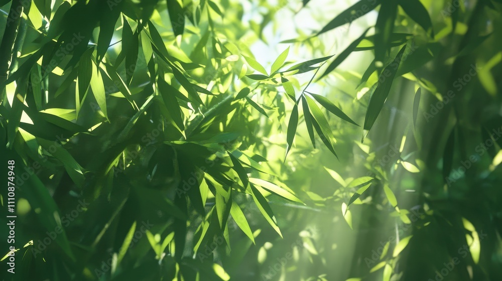 Fototapeta premium Exploring lush green bamboo forests with dappled sunlight in nature's embrace