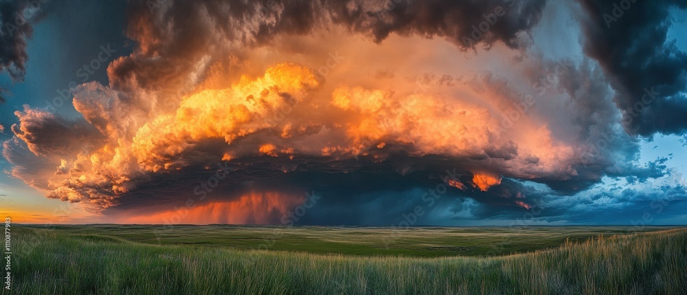 Aerial view of dramatic sunset storm clouds over coastal landscape and nature's beauty Aerial view of dramatic sunset storm clouds over coastal landscape and nature's beauty