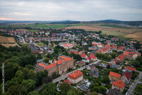 Obraz na płótnie Piława Górna z lotu ptaka w salonie