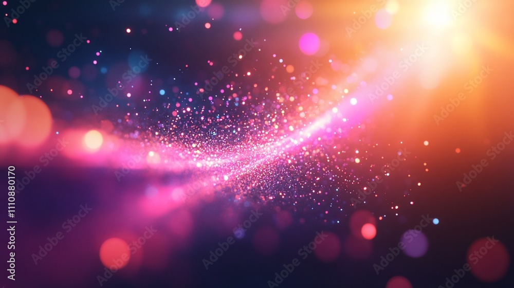 Fototapeta premium Abstract colorful glowing particles wave background.
