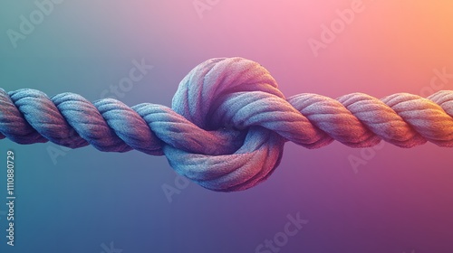 Two Ropes of Different Colors Tied into a Knot on Pastel Background

 photo