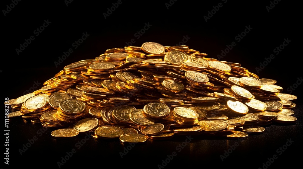 A Massive Pile Of Gold Coins Gleaming Brightly A Massive Pile Of Gold Coins Gleaming Brightly