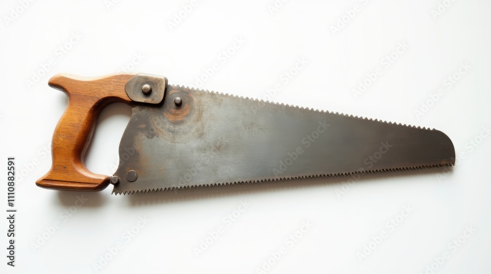 Highly Detailed 4K Image of a Professional Hand Saw Isolated on Pure White. Sharp and Sleek Modern Hand Saw. Highly Detailed 4K Image of a Professional Hand Saw Isolated on Pure White. Sharp and Sleek Modern Hand Saw.