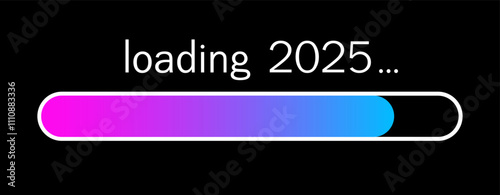 2025 Happy New Year countdown timeline design. Gold Blaster Load Bar 2025 year. Expectation of the holiday
