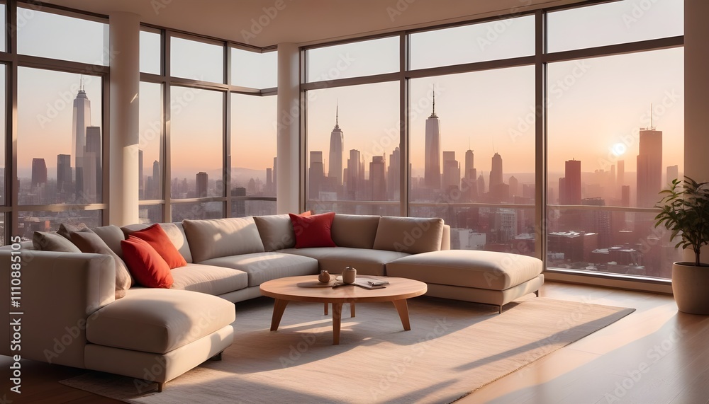 Photo interior modern design room 3D illustration