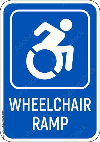 Handicapped reserved parking signs. Wheelchair ramp access sign symbol vector.