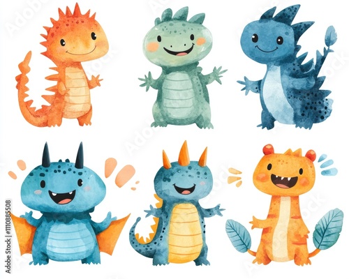 Wallpaper Mural A collection of cute, colorful dragon illustrations with joyful expressions. Torontodigital.ca