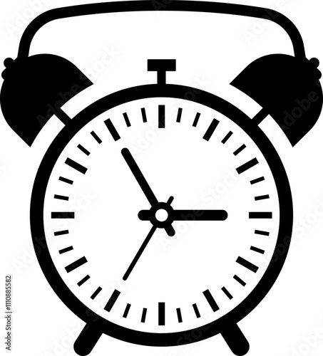 Simple analogue wall clock vector illustration, black and white, with seconds hand.