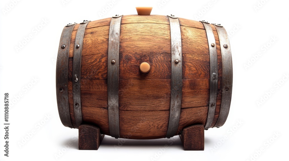 A barrel with a wooden lid and metal bands