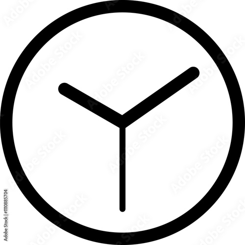 Simple analogue wall clock vector illustration, black and white, with seconds hand.